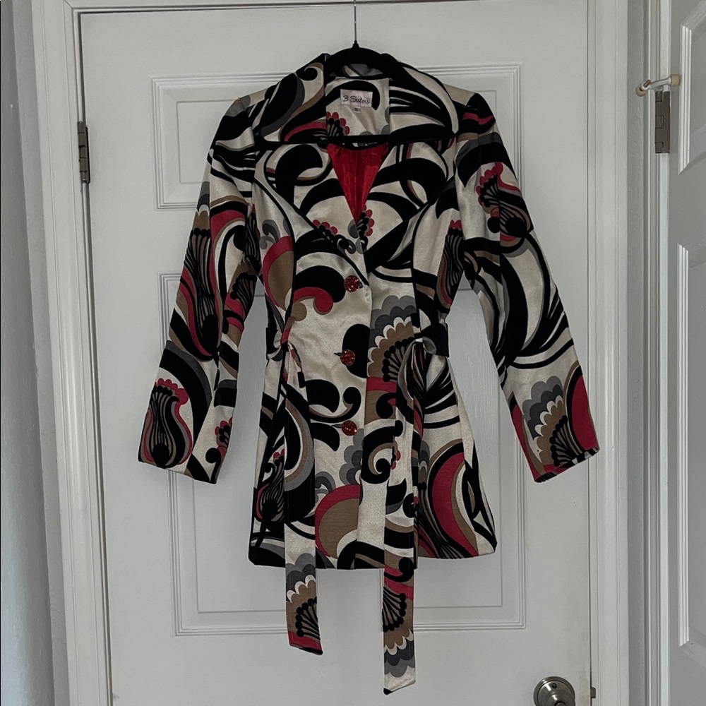 3 Sisters Black and Red Patterned Jacket